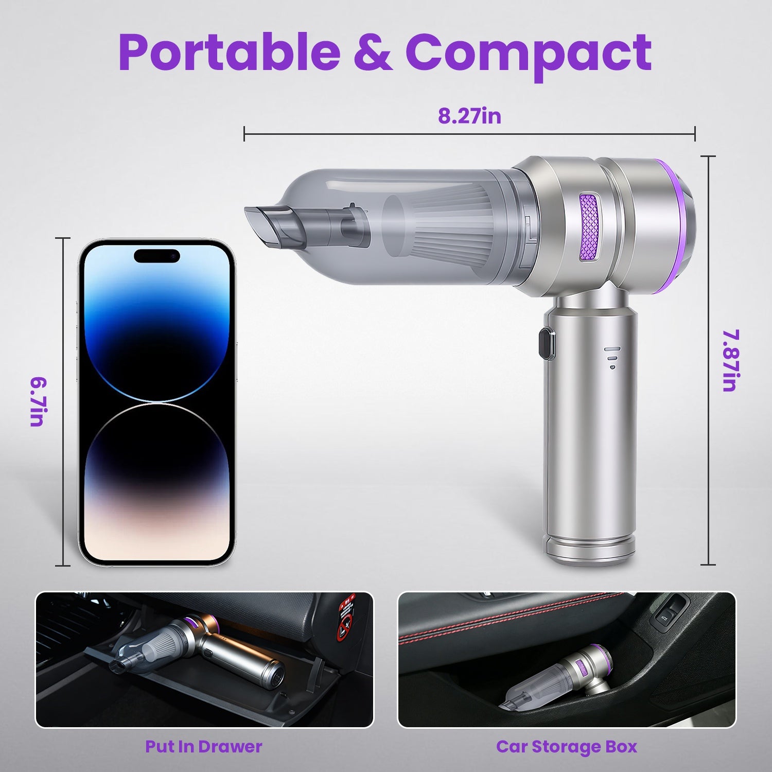 16000PA Handheld Car Vacuum Cleaner Cordless 4 in 1