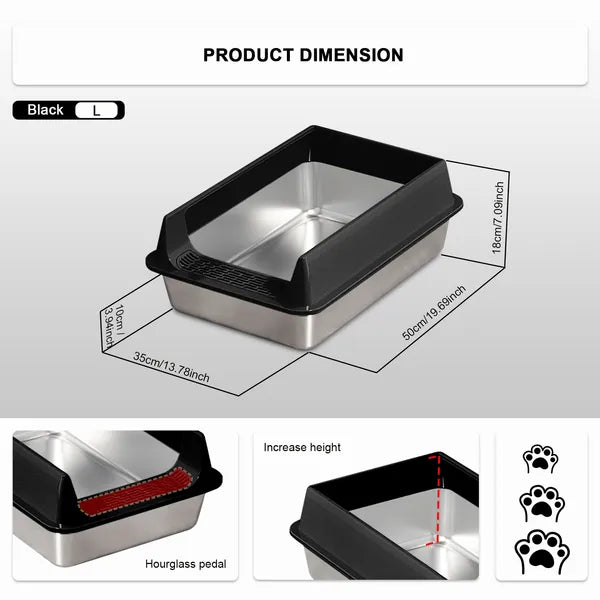 Stainless Steel Cat Litter Box – Non-Stick Odor Resistant Easy Clean Cat Toilet
