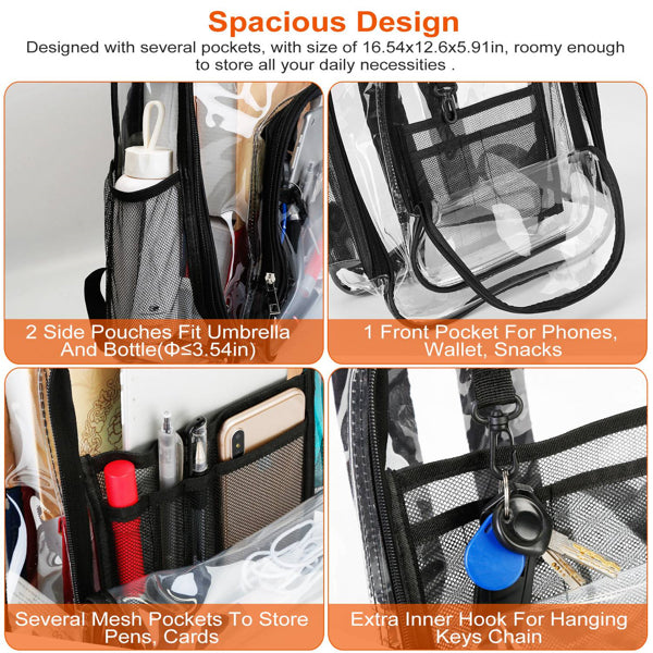 Large Transparent School Bag Clear Waterproof Backpack for Students