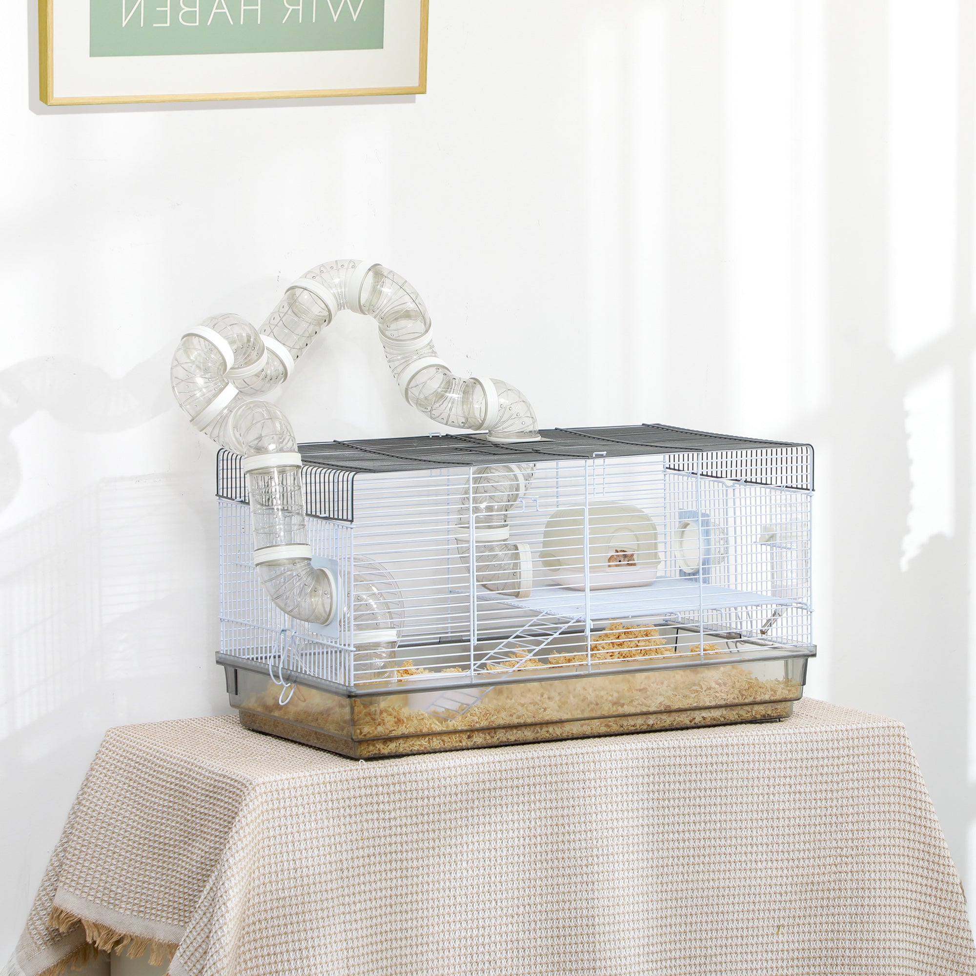 Premium Small Animal Cage with Tubes Wheel Bottle and Dish