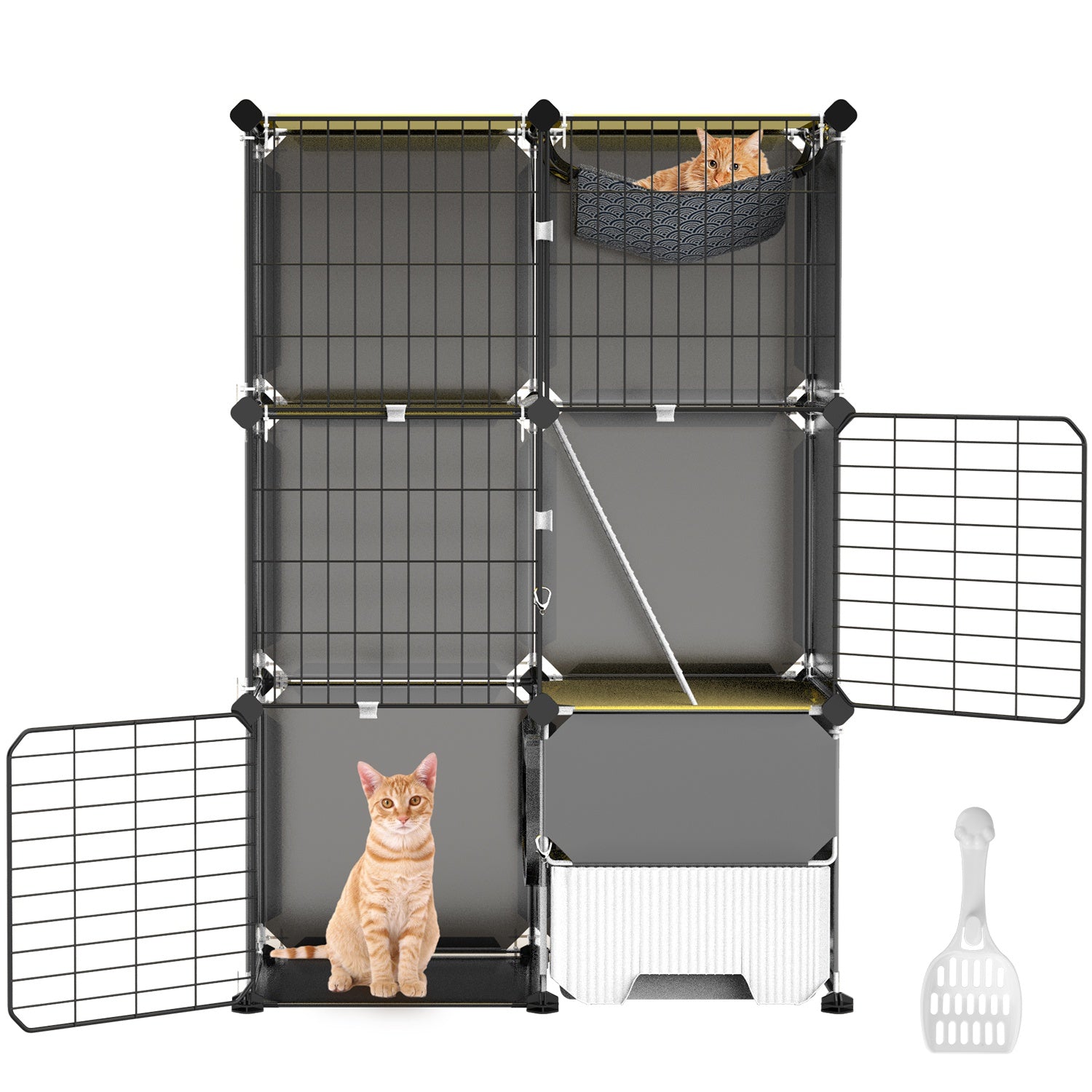 Premium 3 Tier Indoor Cat Cage with Hammock and Ladder