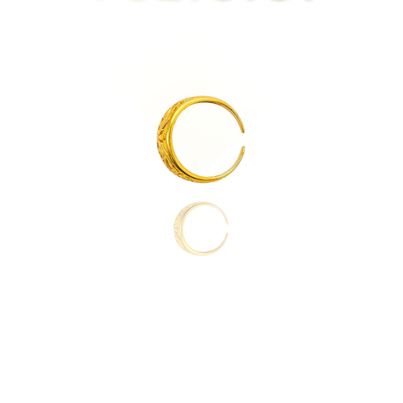 Luxury 24K Gold Flower Ring Adjustable Elegant Statement Band