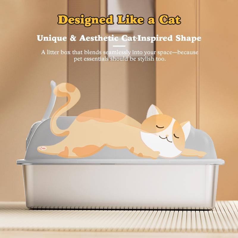 Premium Large Stainless Steel Cat Litter Box Durable Hygienic