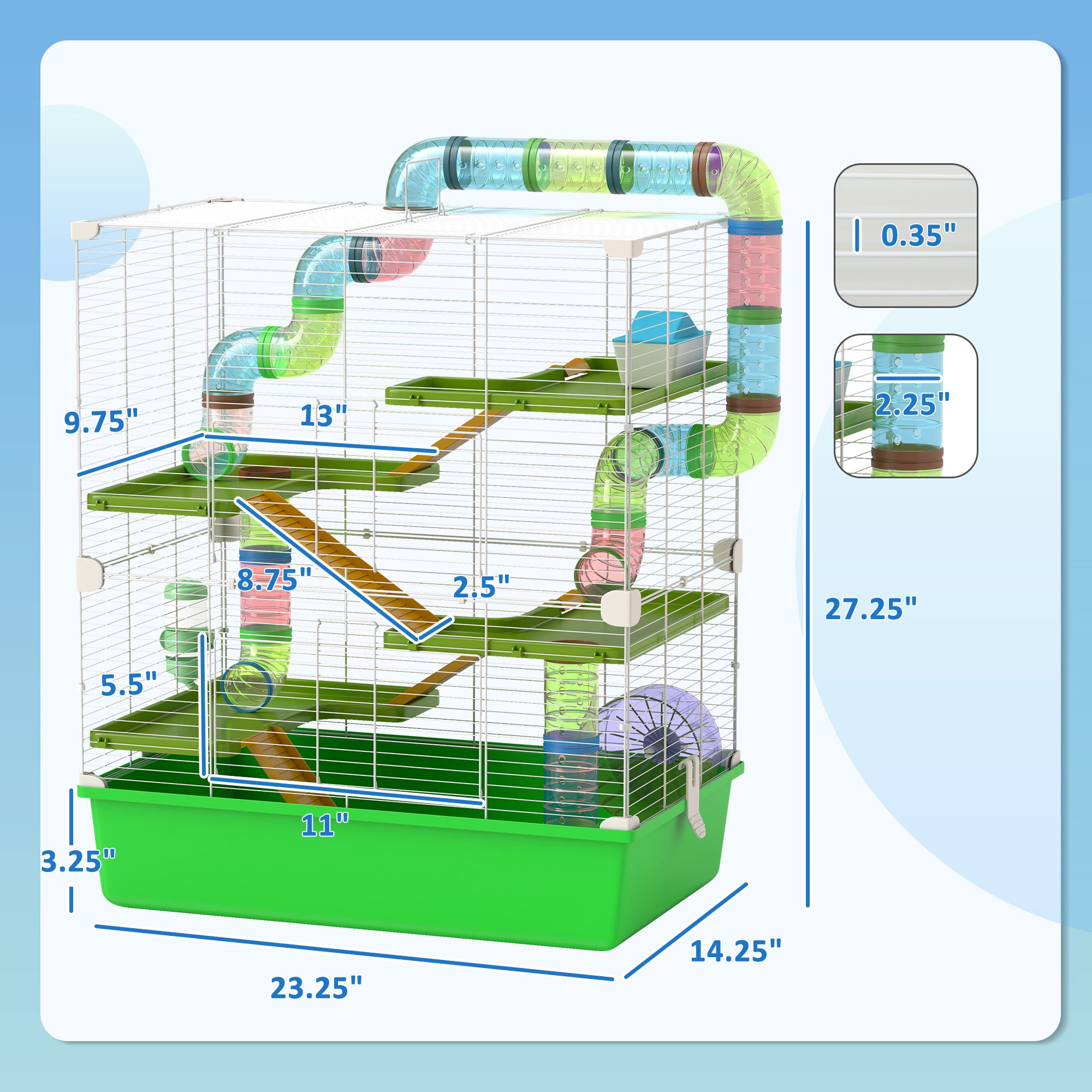 23-Inch 5-Tier Hamster Cage with Exercise Wheel & Water Bottle – Small Animal Habitat