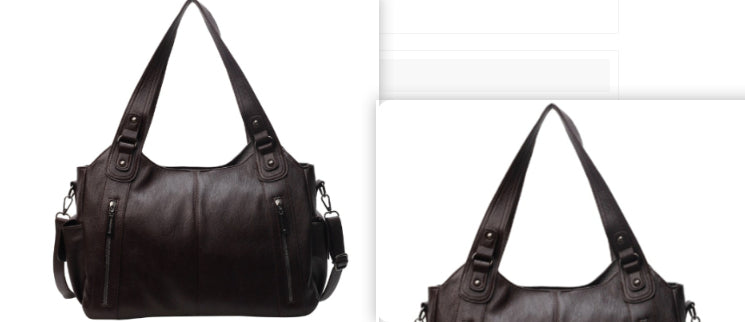 Elegant Retro Handbag Solid Color Textured American Shoulder Bag