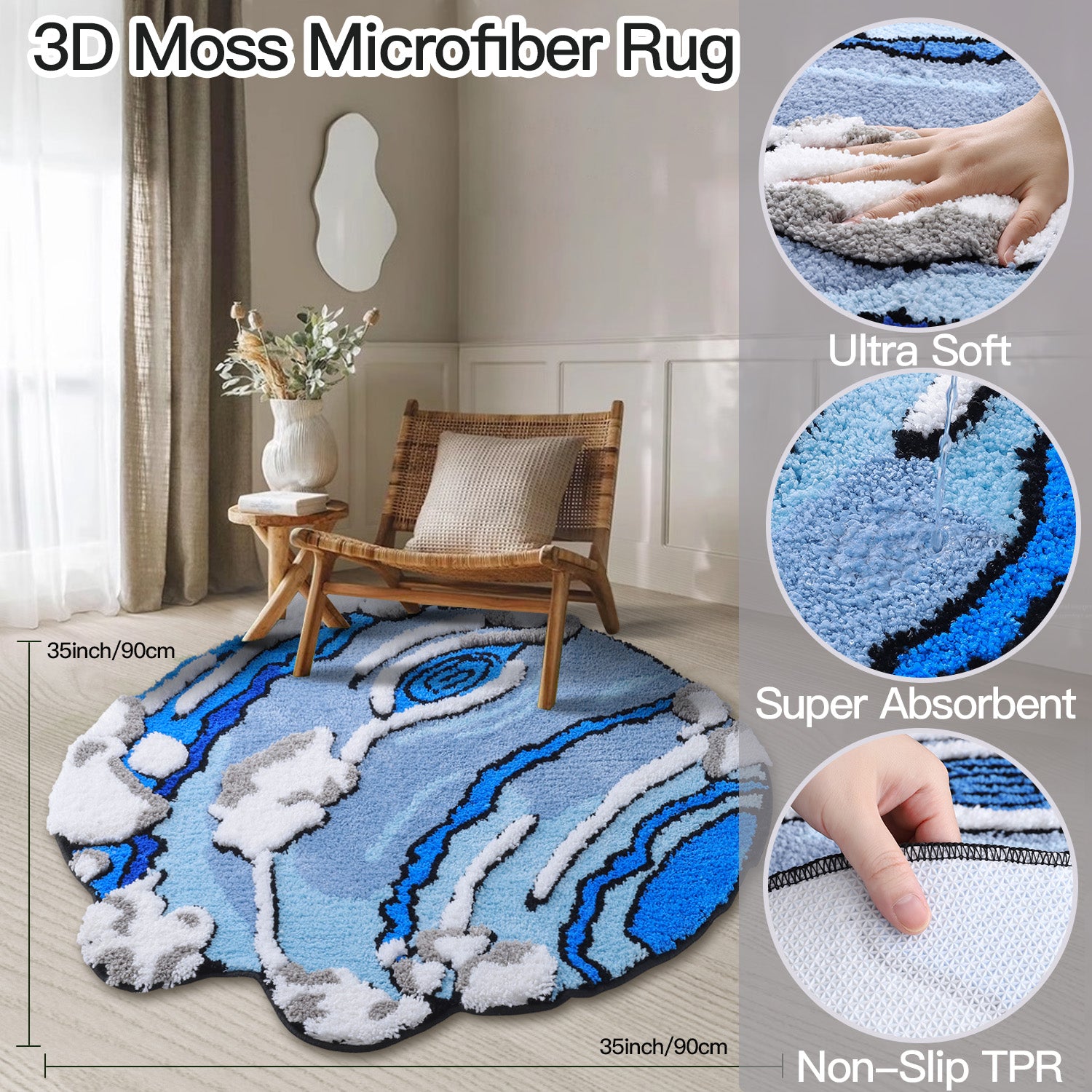 Non Slip Absorbent Bathroom Rug Cute Aesthetic Floor Mat