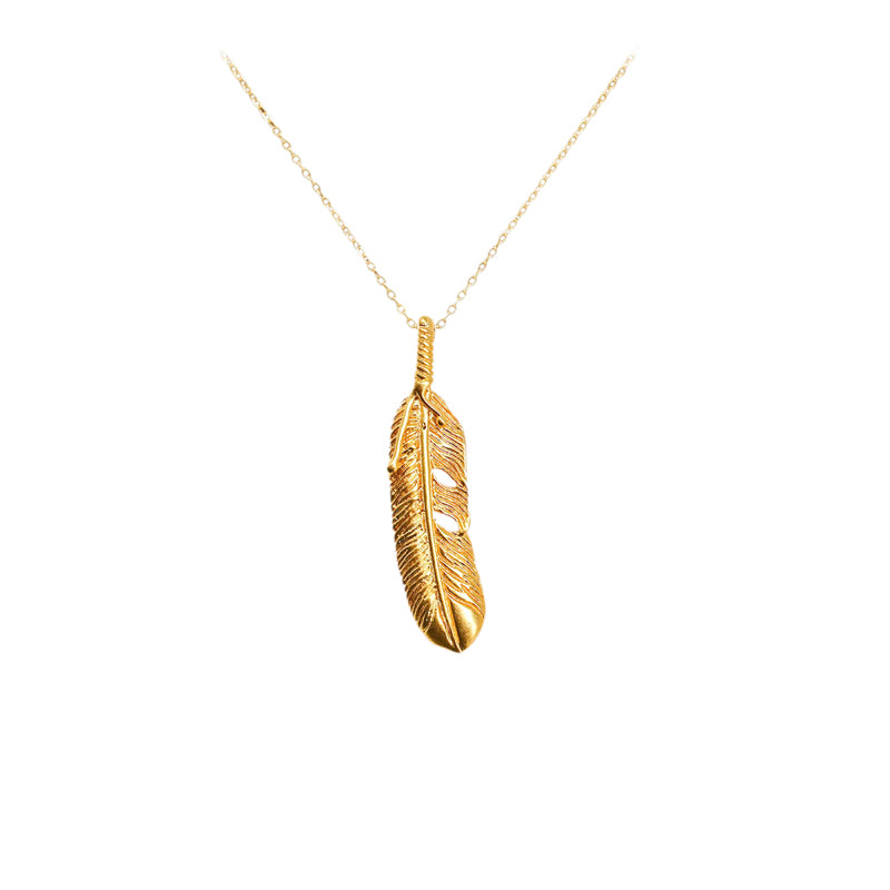 Luxury 24K Gold Feather Necklace – Mother Daughter Gift