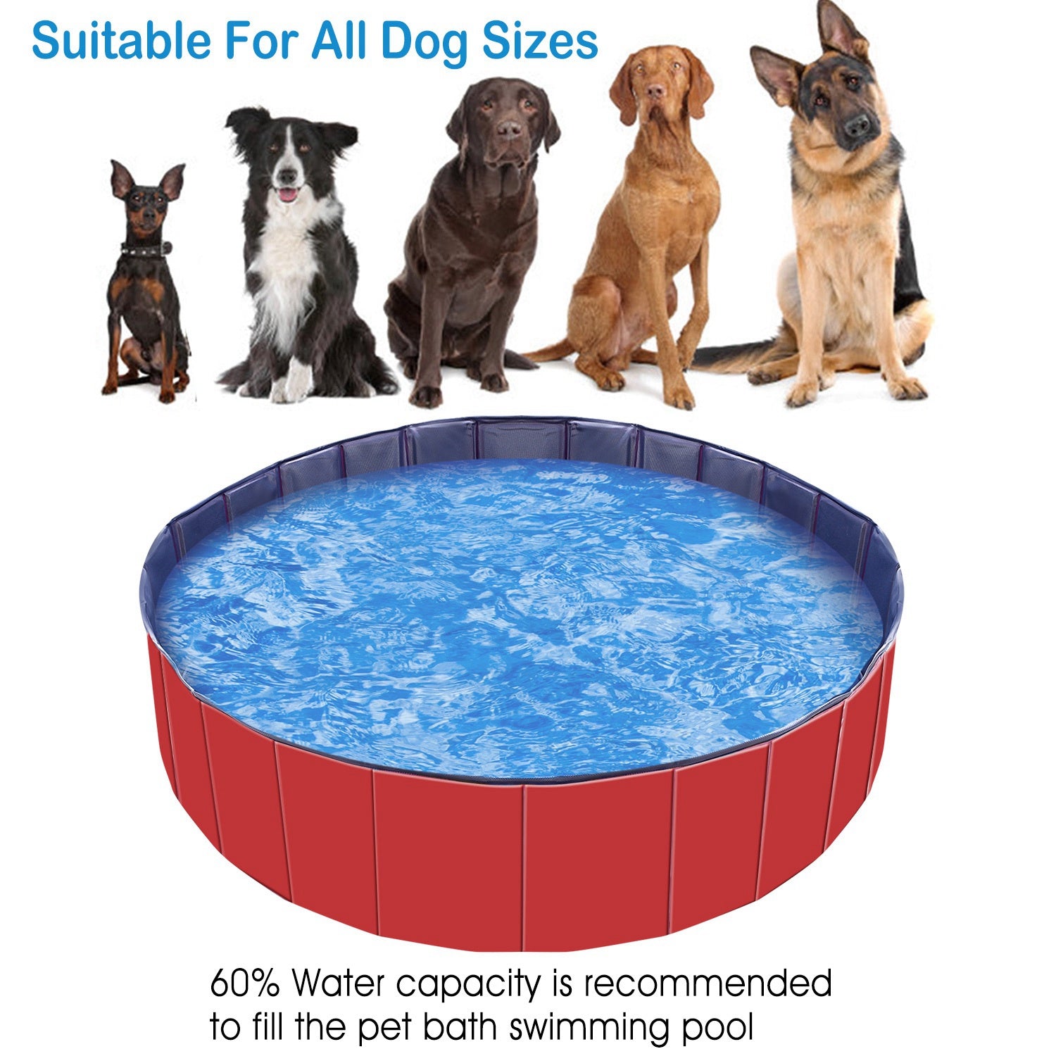 160cm Foldable Pet Swimming Pool PVC Dog Bath Tub Portable Pool