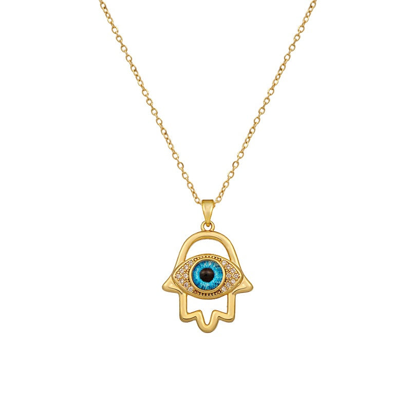 Protective Evil Eye Hamsa Necklace for Women Lucky Amulet