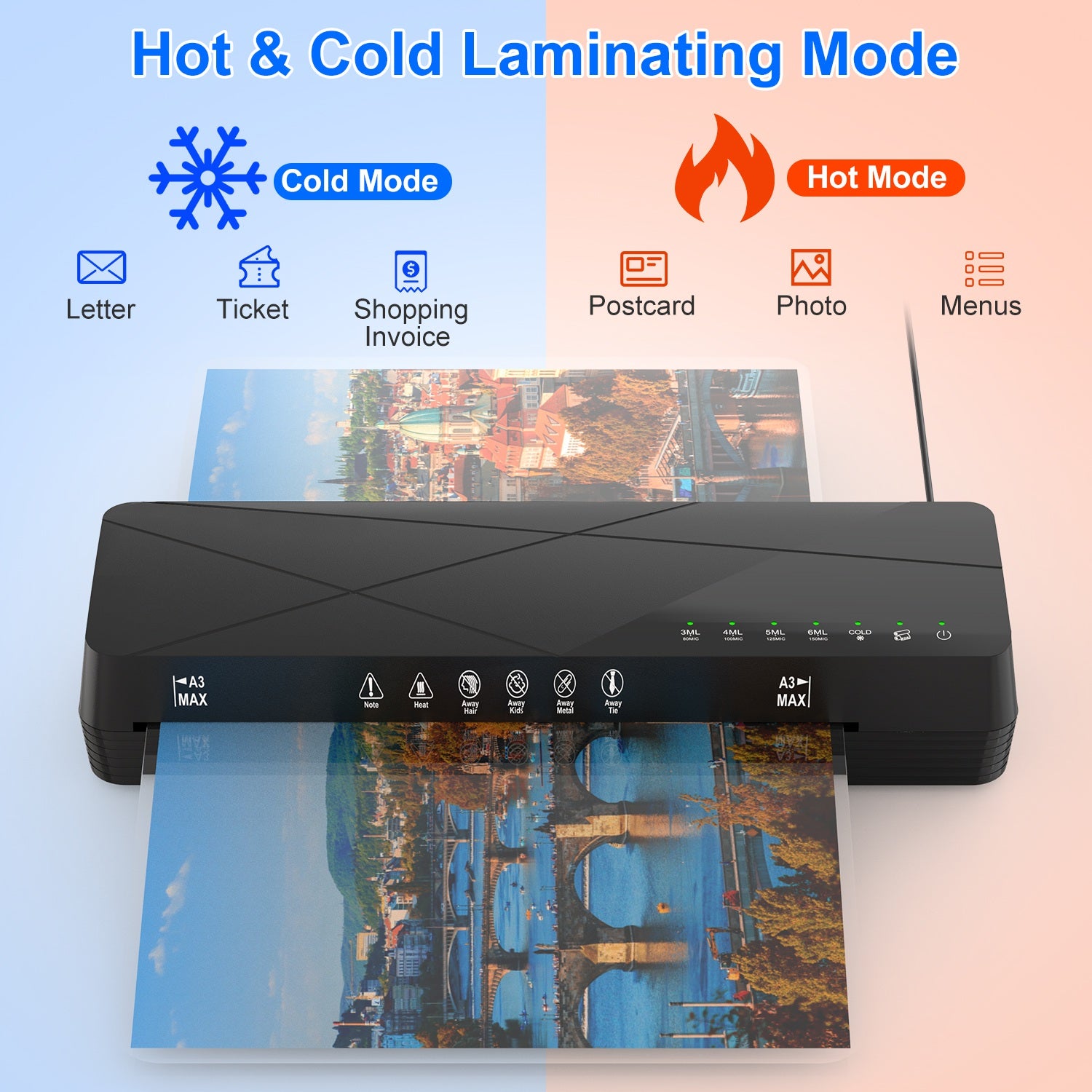 13 Inch Laminator Machine A4 Hot Cold ABS Fast Warm Up