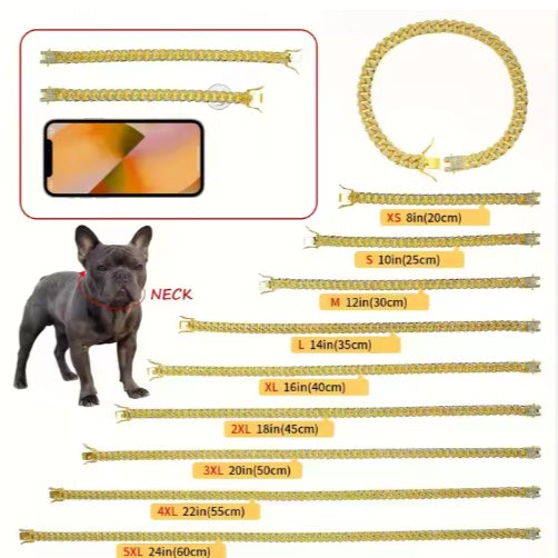 Luxury Diamond Dog Chain Collar Secure Alloy Pet Choker