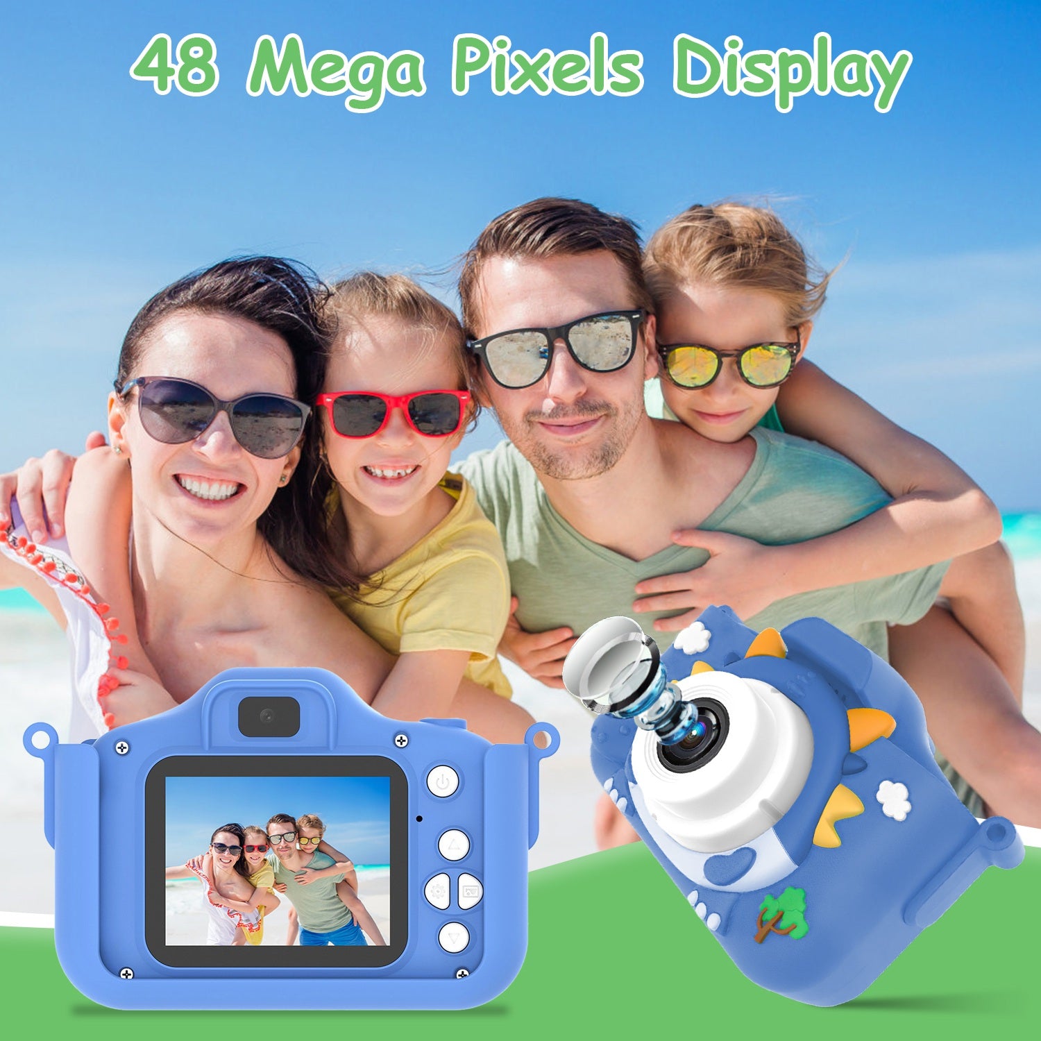 Dinosaur Kids Selfie Camera 48MP HD Digital Camera