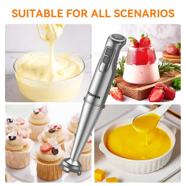 1100W Immersion Hand Blender with 12 Speed Turbo Control