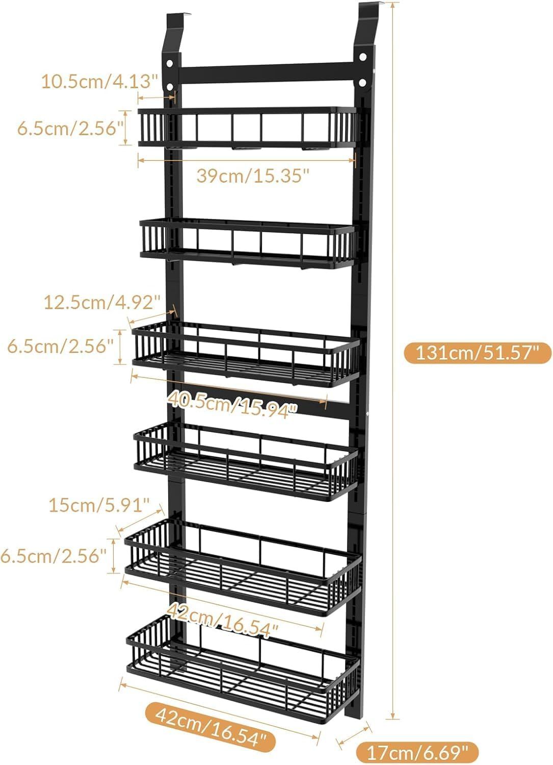Behind Door Storage Rack Metal Hanging Spice Organizer Adjustable