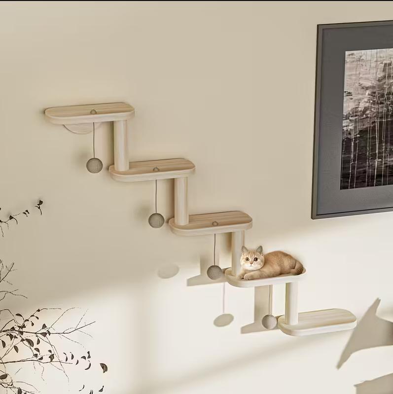 DIY Modular Cat Wall Climbing Frame – Wall-Mounted Multi-Level Cat Activity Center