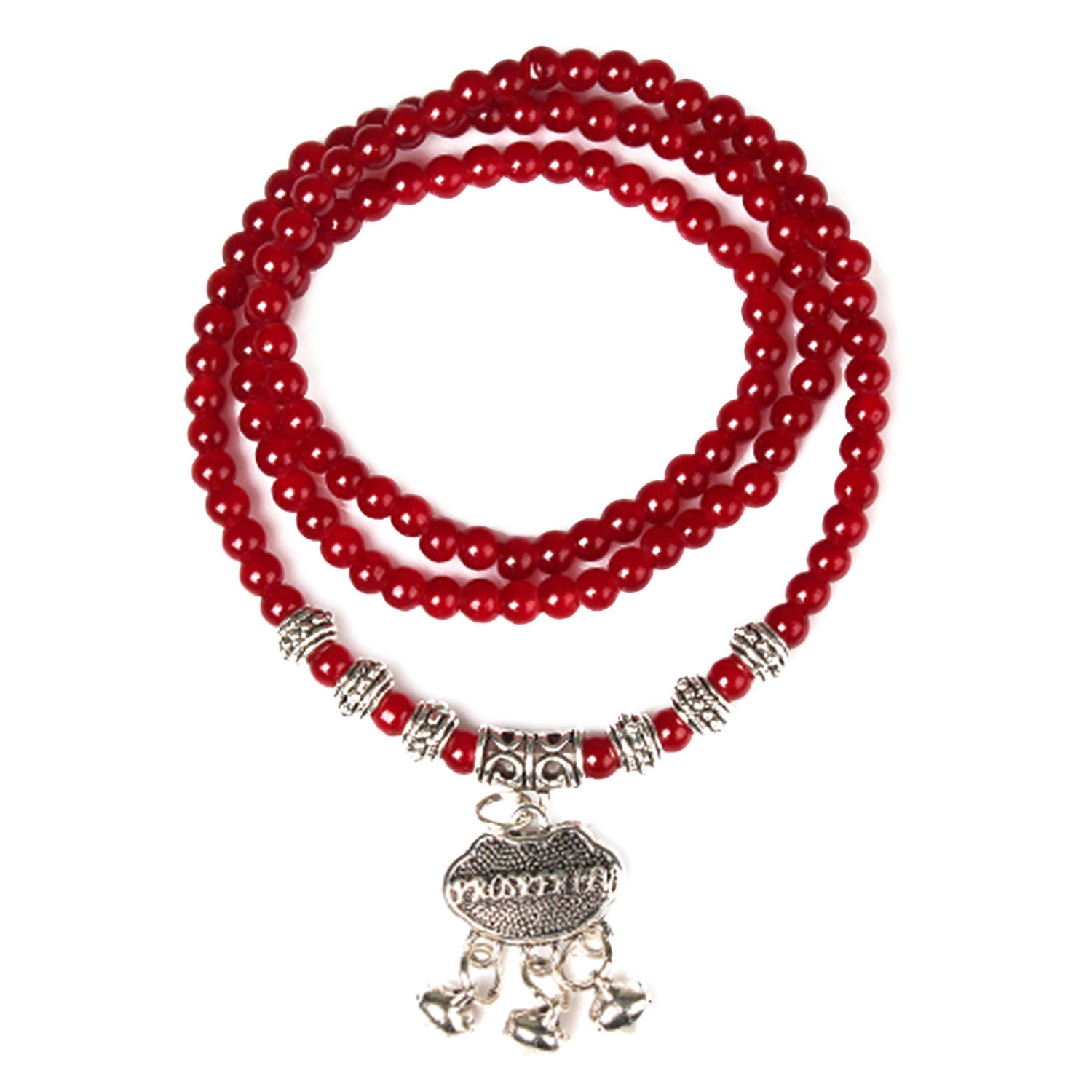 Lucky Red Agate Beaded Bracelet Thai Amulet Good Fortune