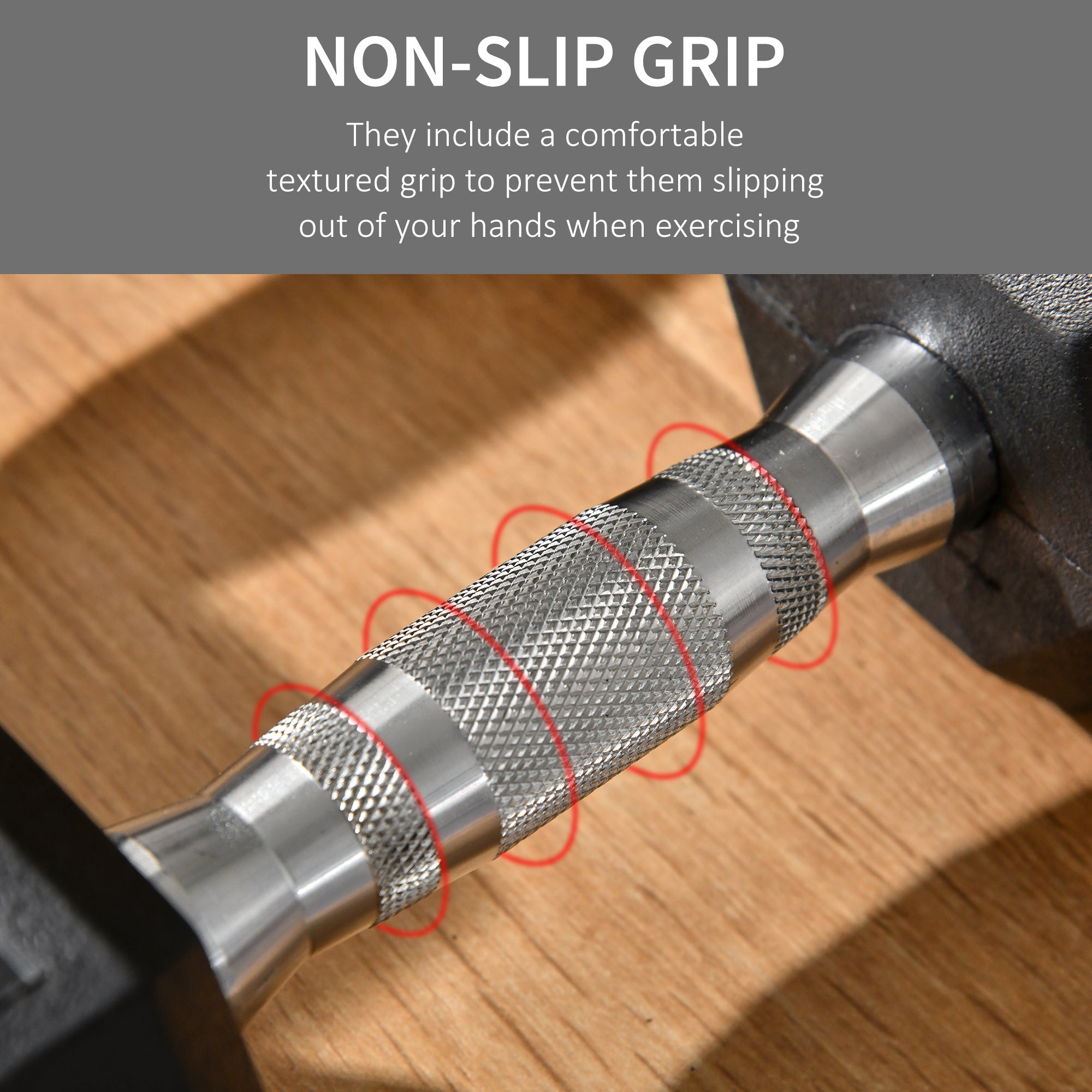 Hex Rubber Dumbbell Set No Roll Anti Slip Weights for Workout