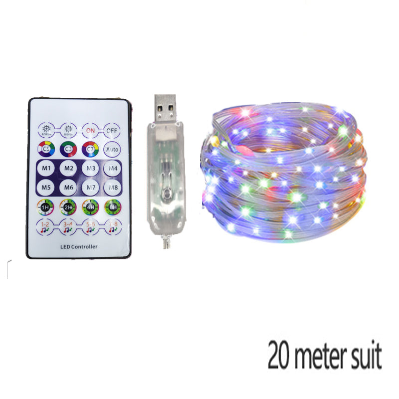 RGB LED Rope Lights Remote Control Outdoor Fairy String Lights