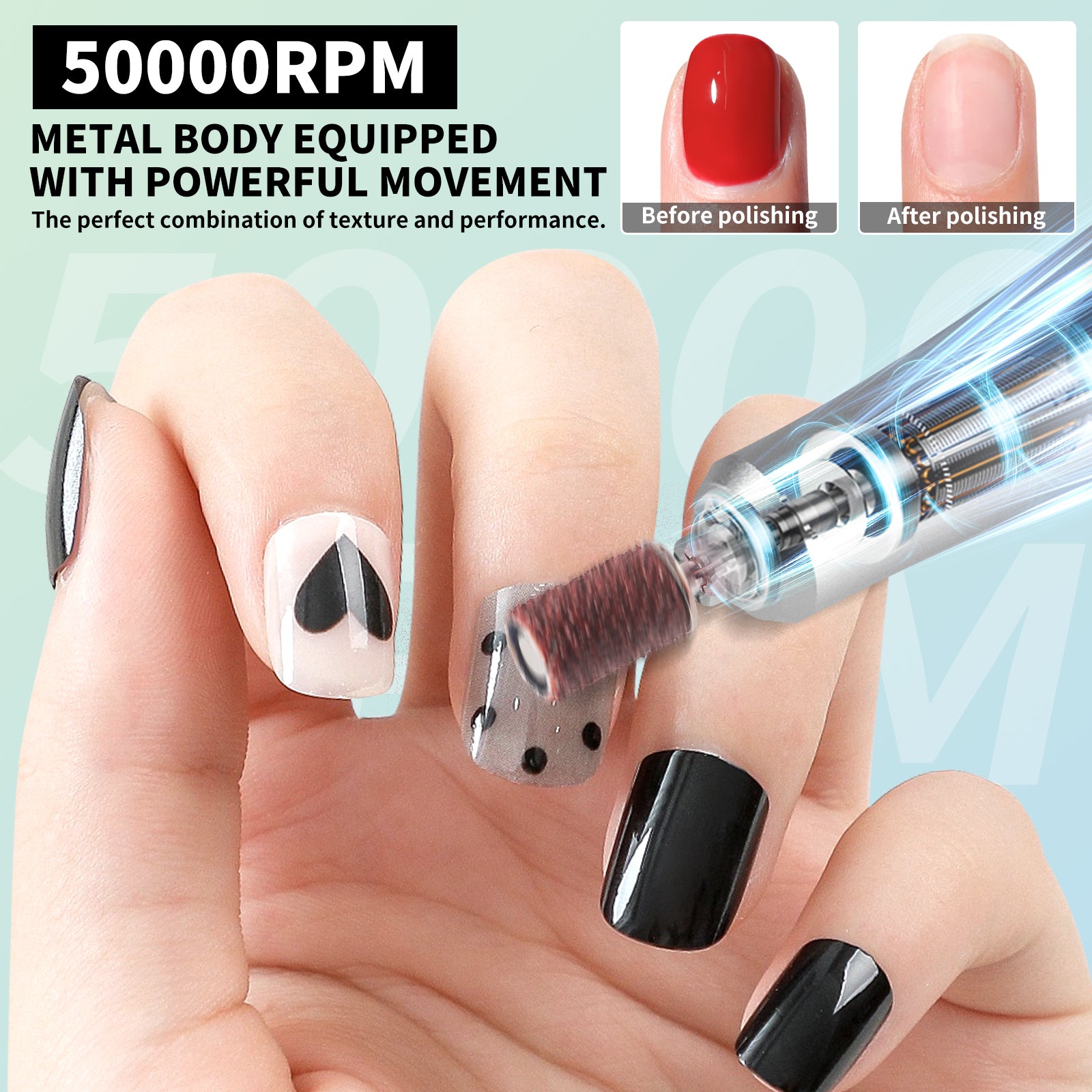 45000RPM Rechargeable Electric Nail Drill Machine with LCD Display