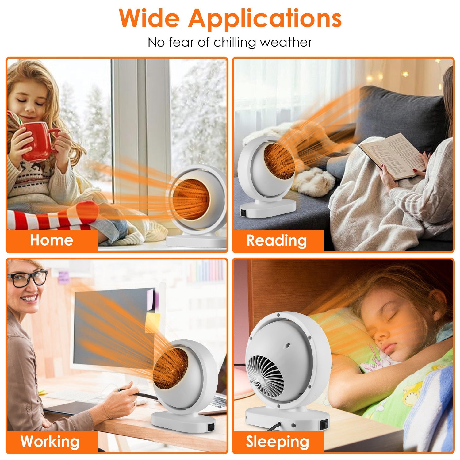 380W Space Heater Portable Desktop Electric Heater Fast Heating Safe Home Office Use