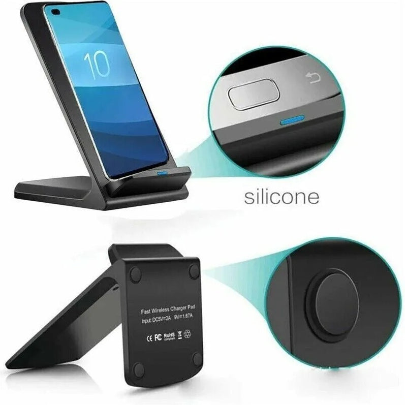 Qi Wireless Fast Charger Stand Dock for Galaxy and Smartphones