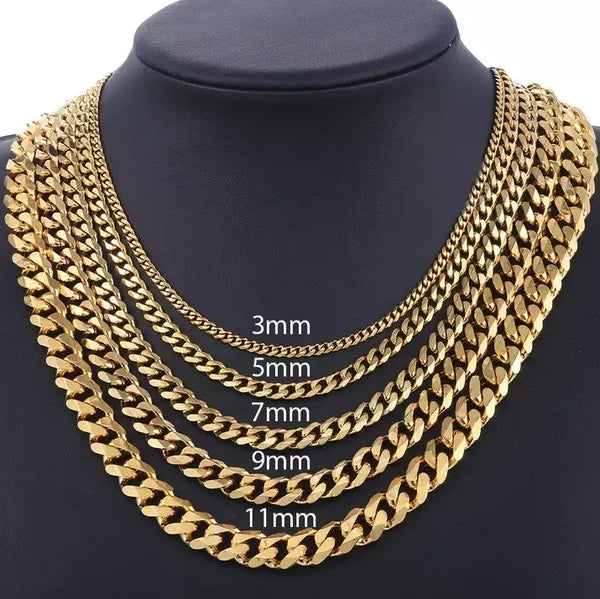 Premium Cuban Link Chain Necklace Gold Silver Unisex Jewelry