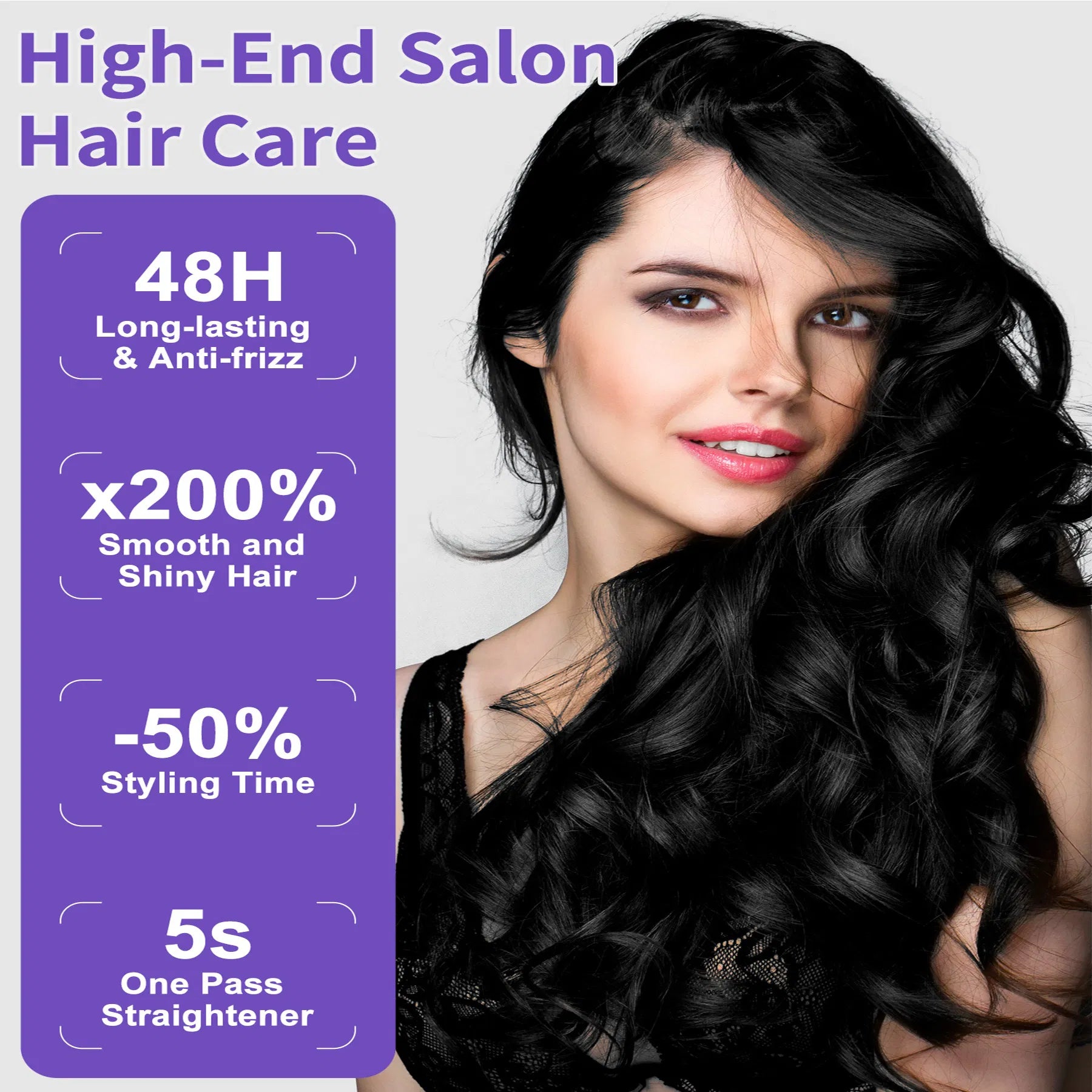 Professional Steam Hair Straightener - Titanium Anti-Frizz Flat Iron