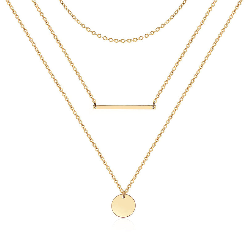 Elegant 3pcs Gold Layered Choker Necklace Set for Women