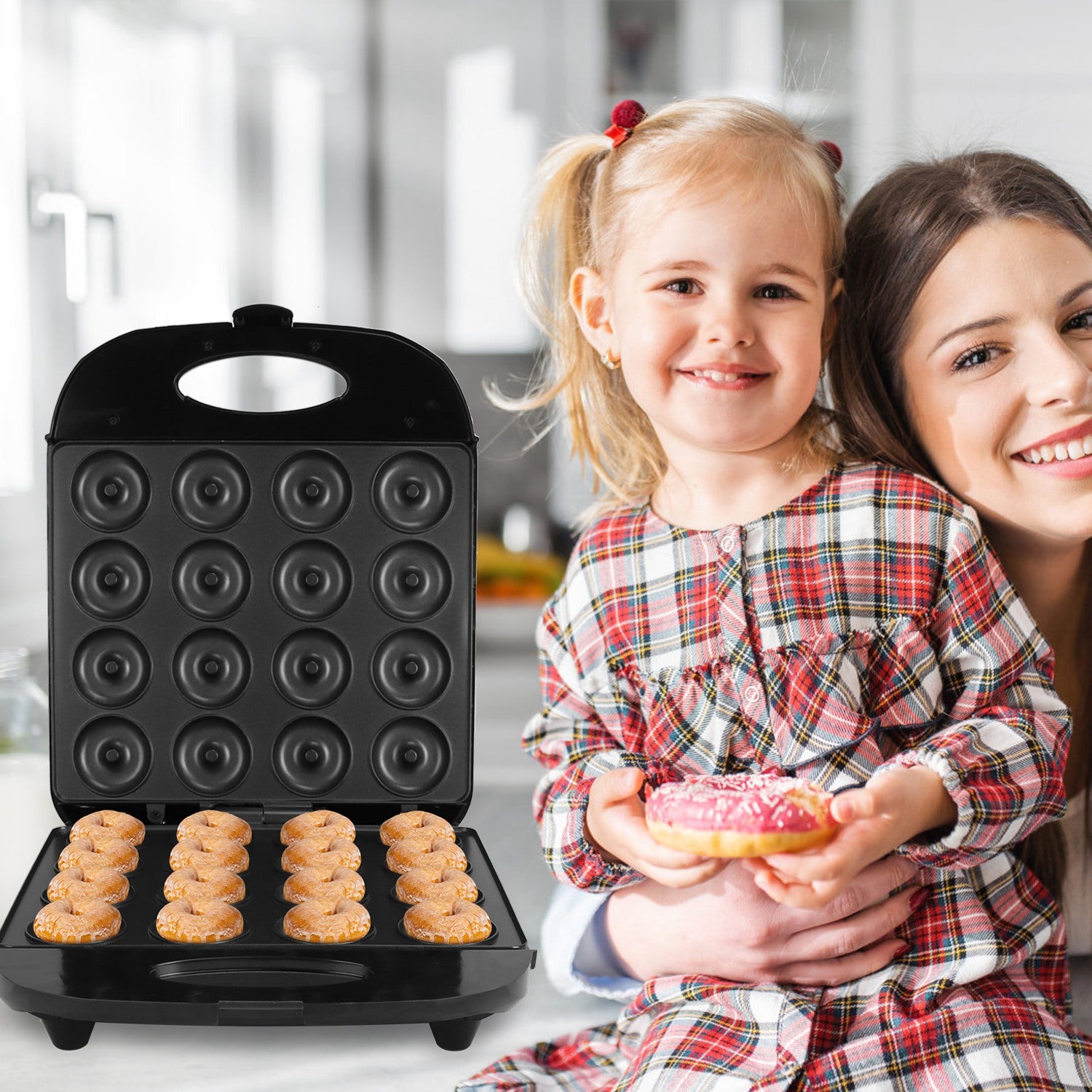 Mini Donut Maker Machine 16 Holes Non Stick Fast Baking Kitchen