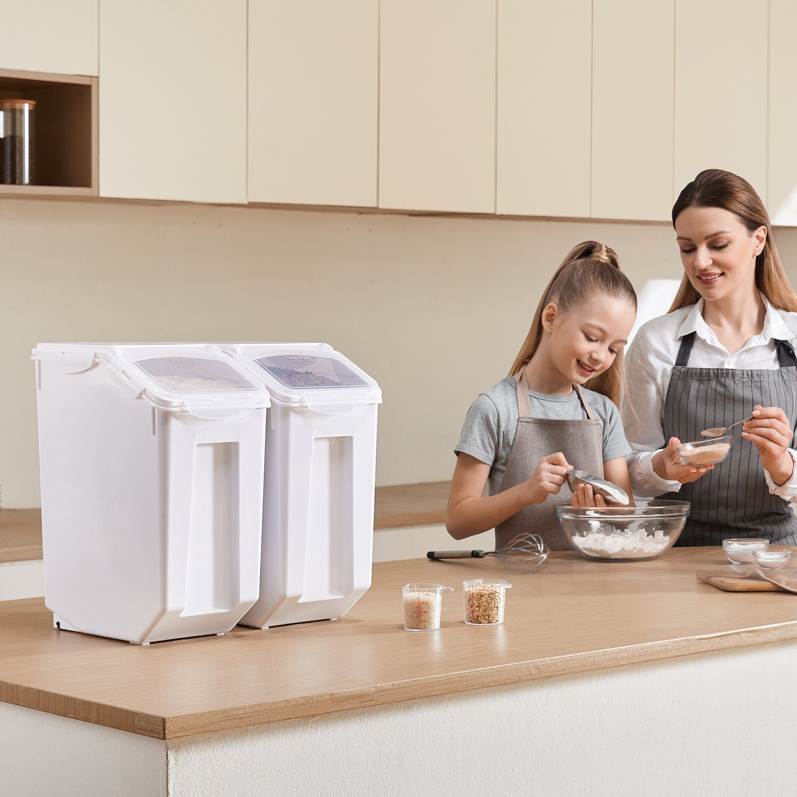 2 Pack 20L Airtight Flour Storage Containers Large Kitchen Bin