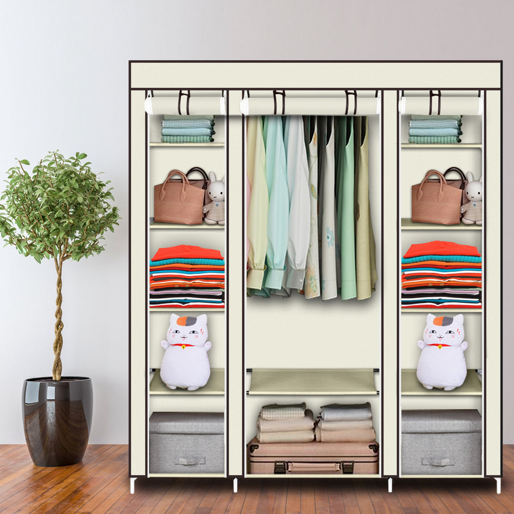 Large Fabric Wardrobe Closet 12 Shelves with Hanging Storage