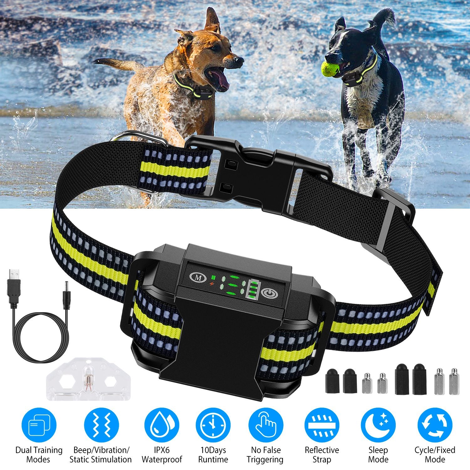 Rechargeable Dog Bark Collar with Waterproof Beep & Vibration Modes