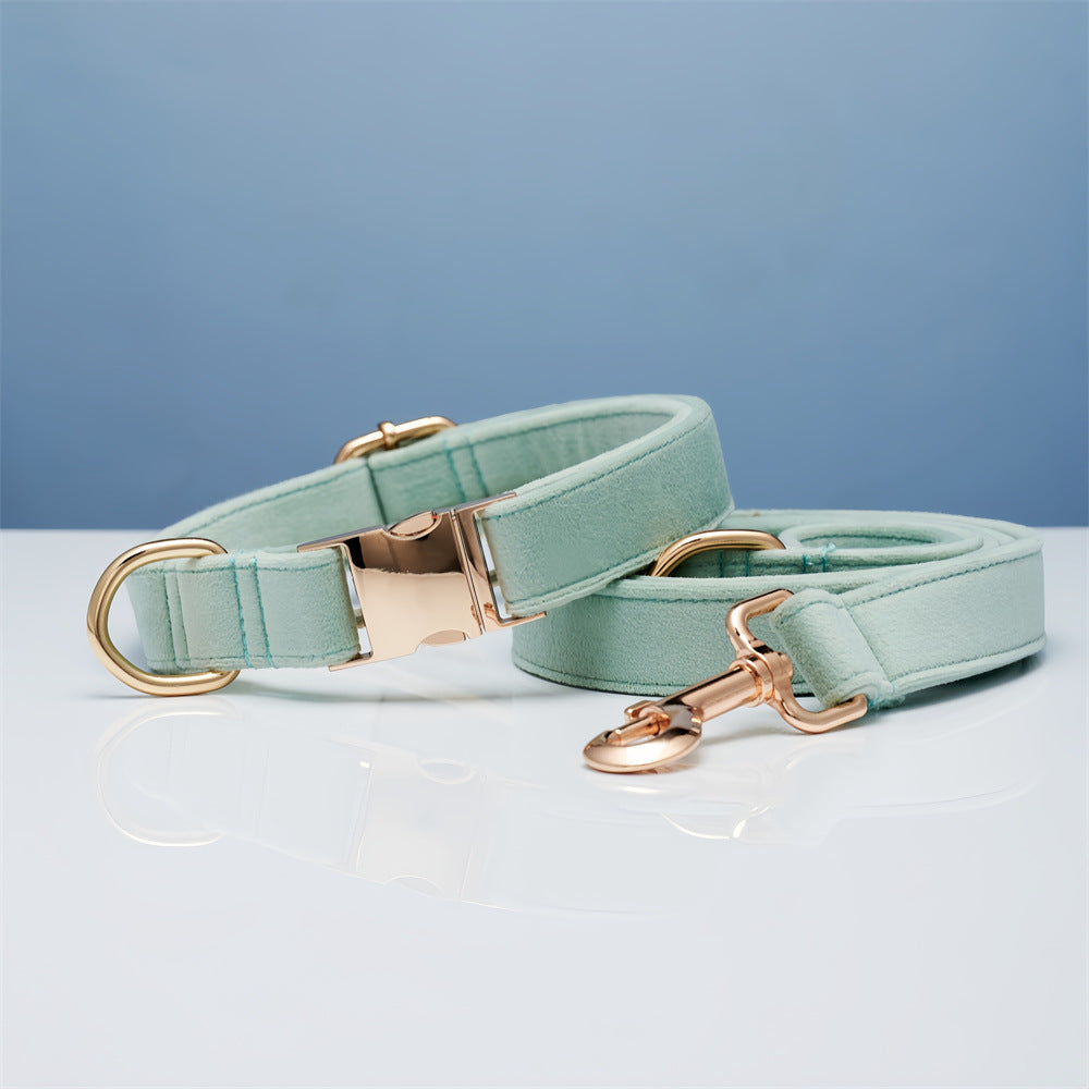 Luxury Velvet Dog Collar and Leash Set Personalized Bow Design