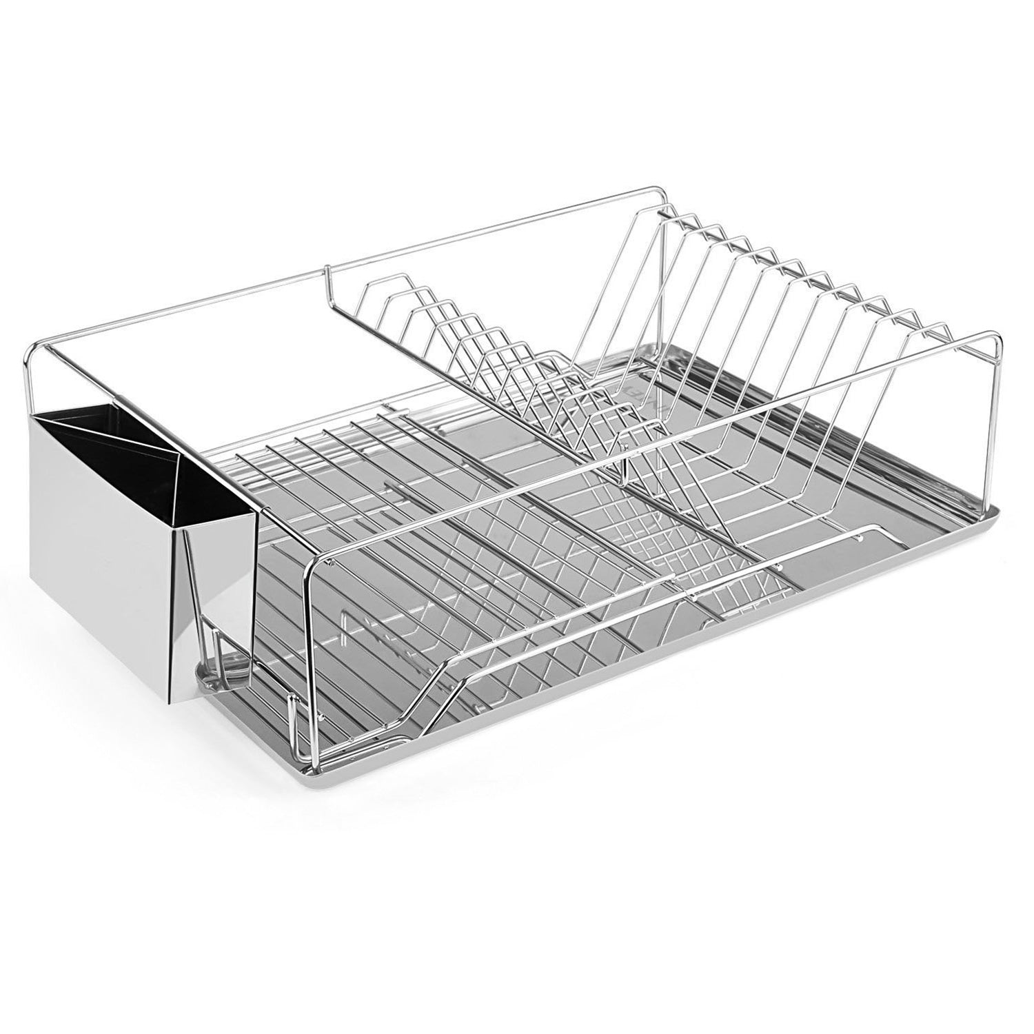 Stainless Steel Dish Drying Rack with Drainboard Cutlery Holder