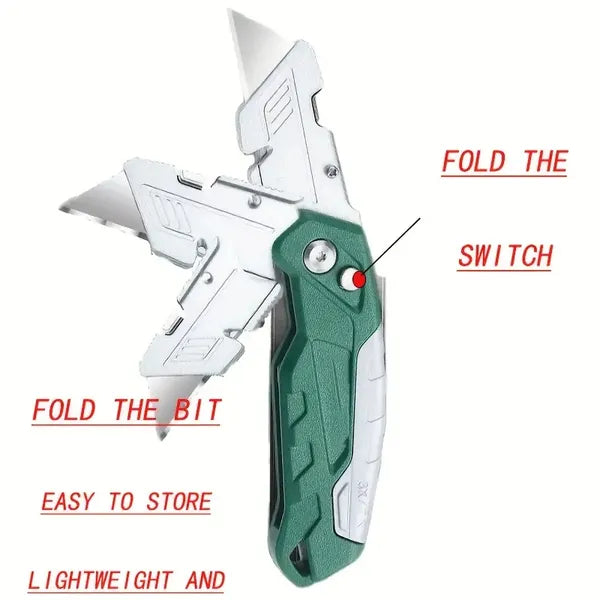 2pcs Utility Knife Set Retractable & Folding Cutter SK5 Blades