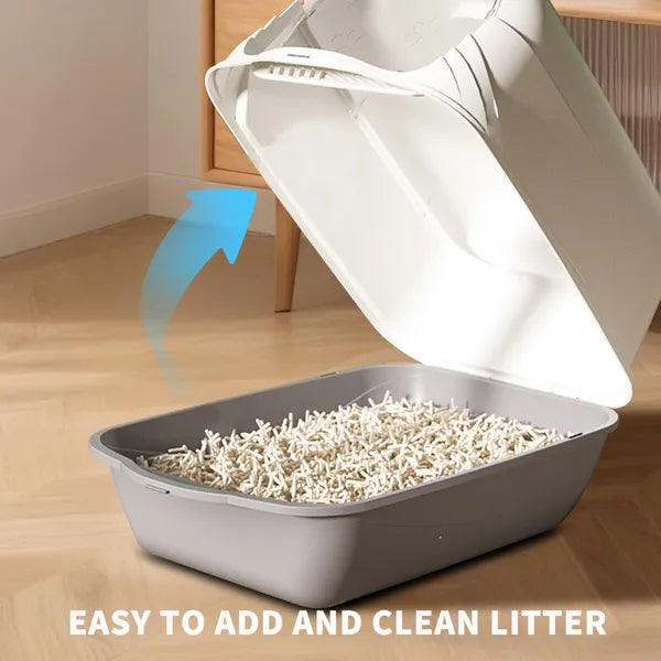 Fully Enclosed Cat Litter Box with Scoop & Litter Mat – Portable Odor Control Cat Toilet