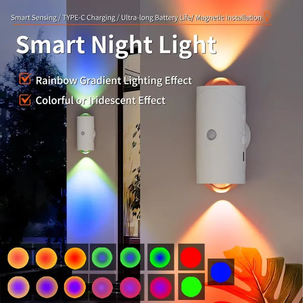 LED Motion Sensor Night Light Rechargeable Magnetic Wall Lamp