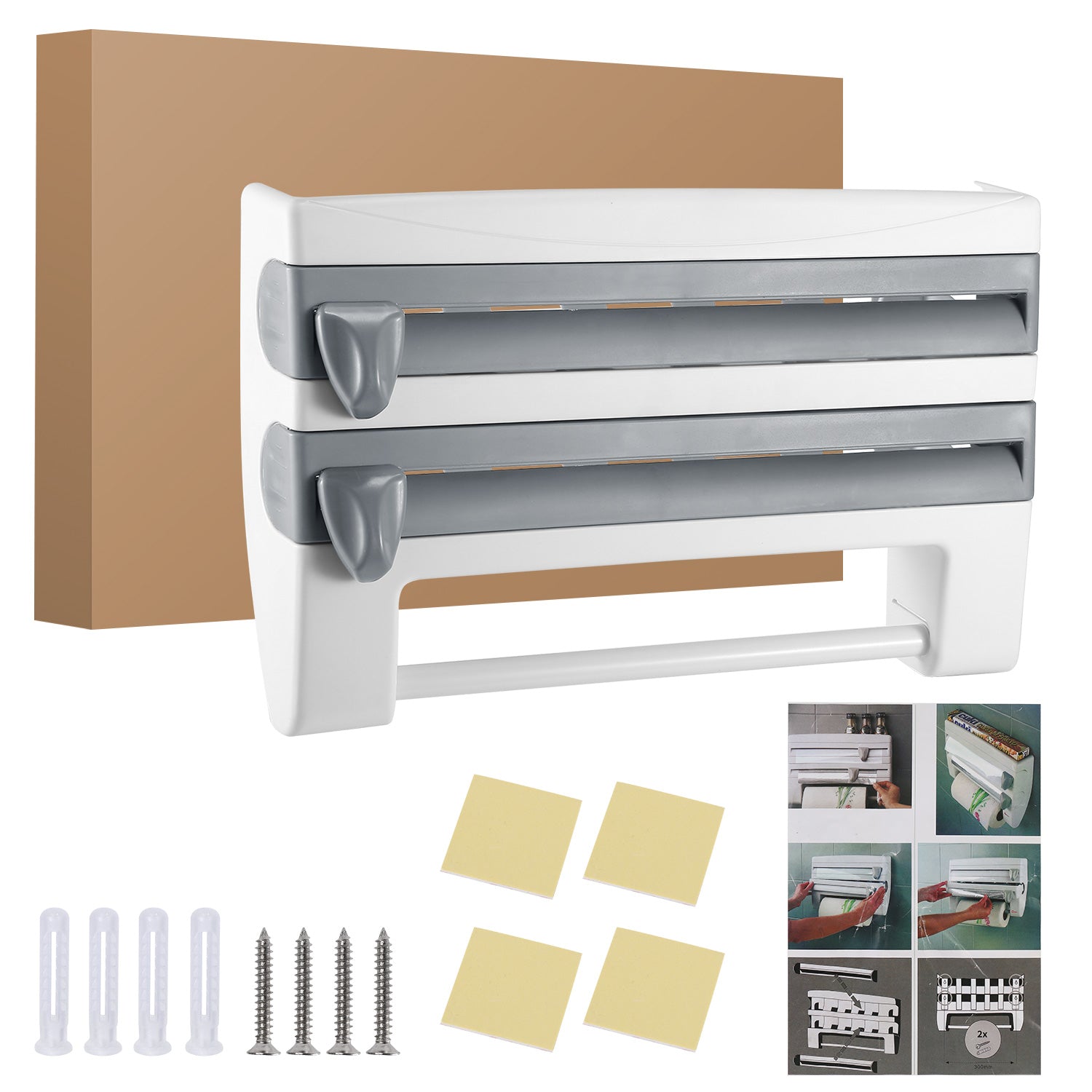 Wall Mounted Kitchen Roll Dispenser with Cutter