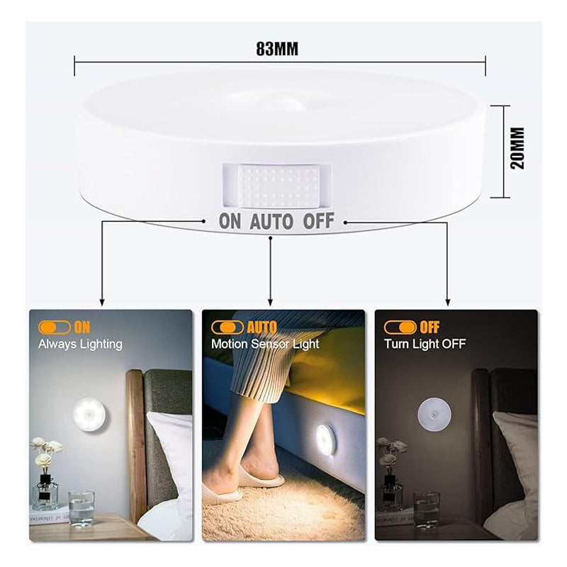 6PCS Motion Sensor Cabinet Lights Rechargeable 3 Color LED