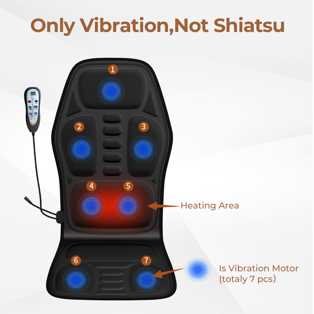 Heated Massage Chair Pad with 7 Motors & Lumbar Support