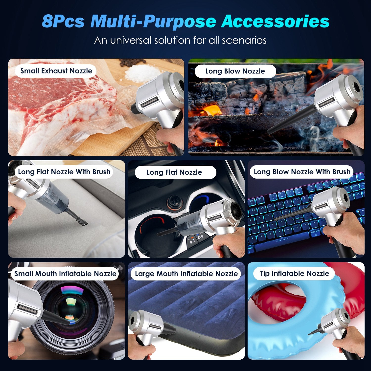 Cordless Car Vacuum Cleaner 20000PA Portable Handheld 4 in 1