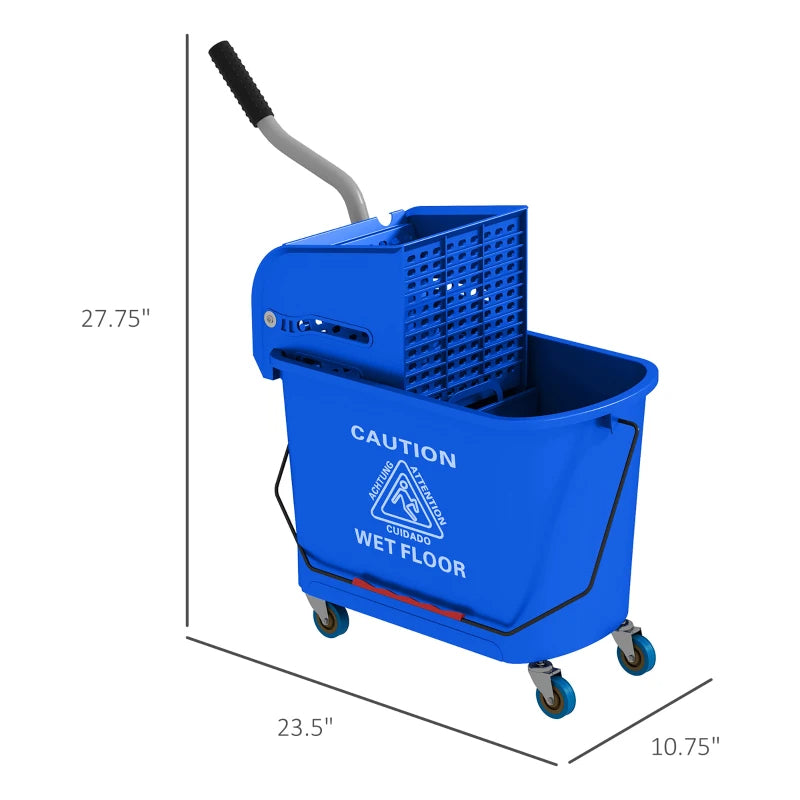 Compact Mop Bucket with Wringer & Wheels 21 Quart Cleaning Bucket