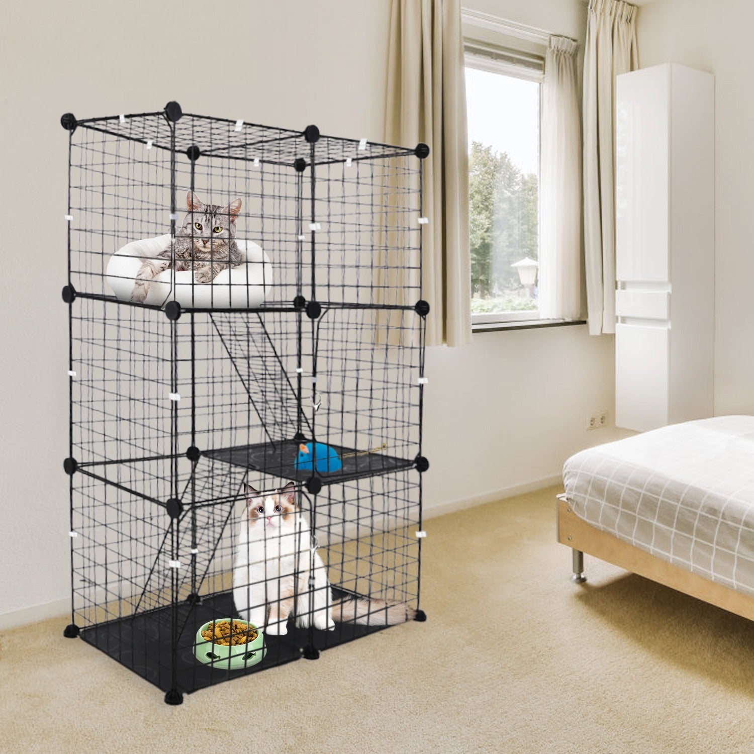 Ultimate 3 Tier Cat Playpen Cage Metal Indoor Cat House