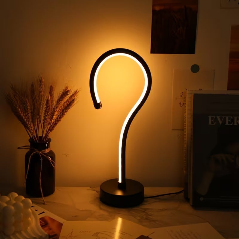 Creative Question Mark Table Lamp USB 3 Color Dimming LED Set