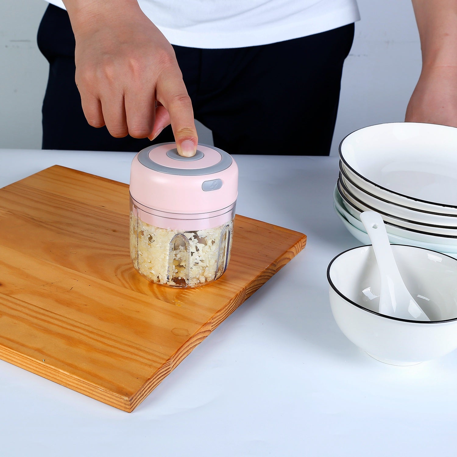 Powerful Mini Electric Garlic Chopper Cordless Rechargeable Food Processor