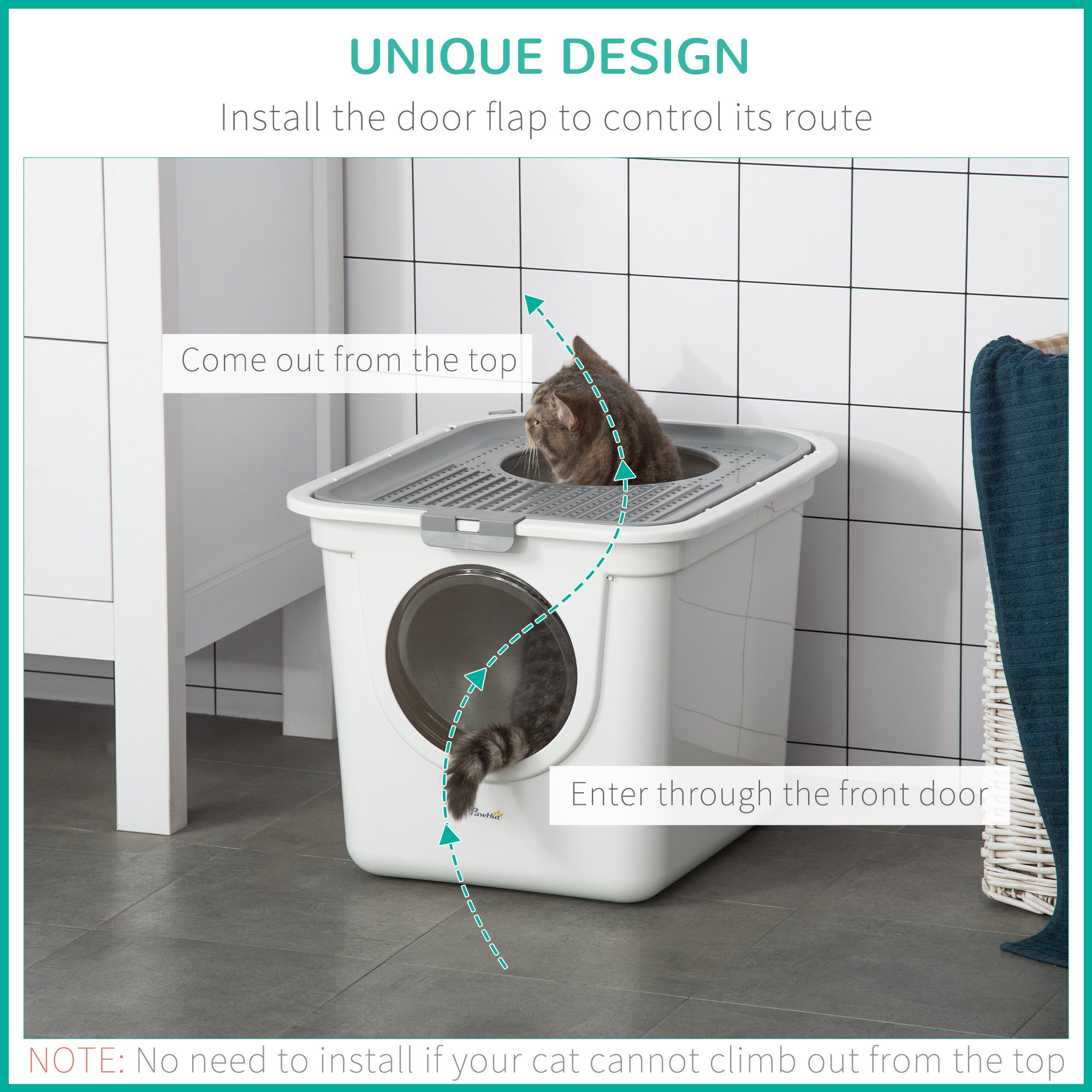 Premium Covered Cat Litter Box with Top Exit and Odor Control