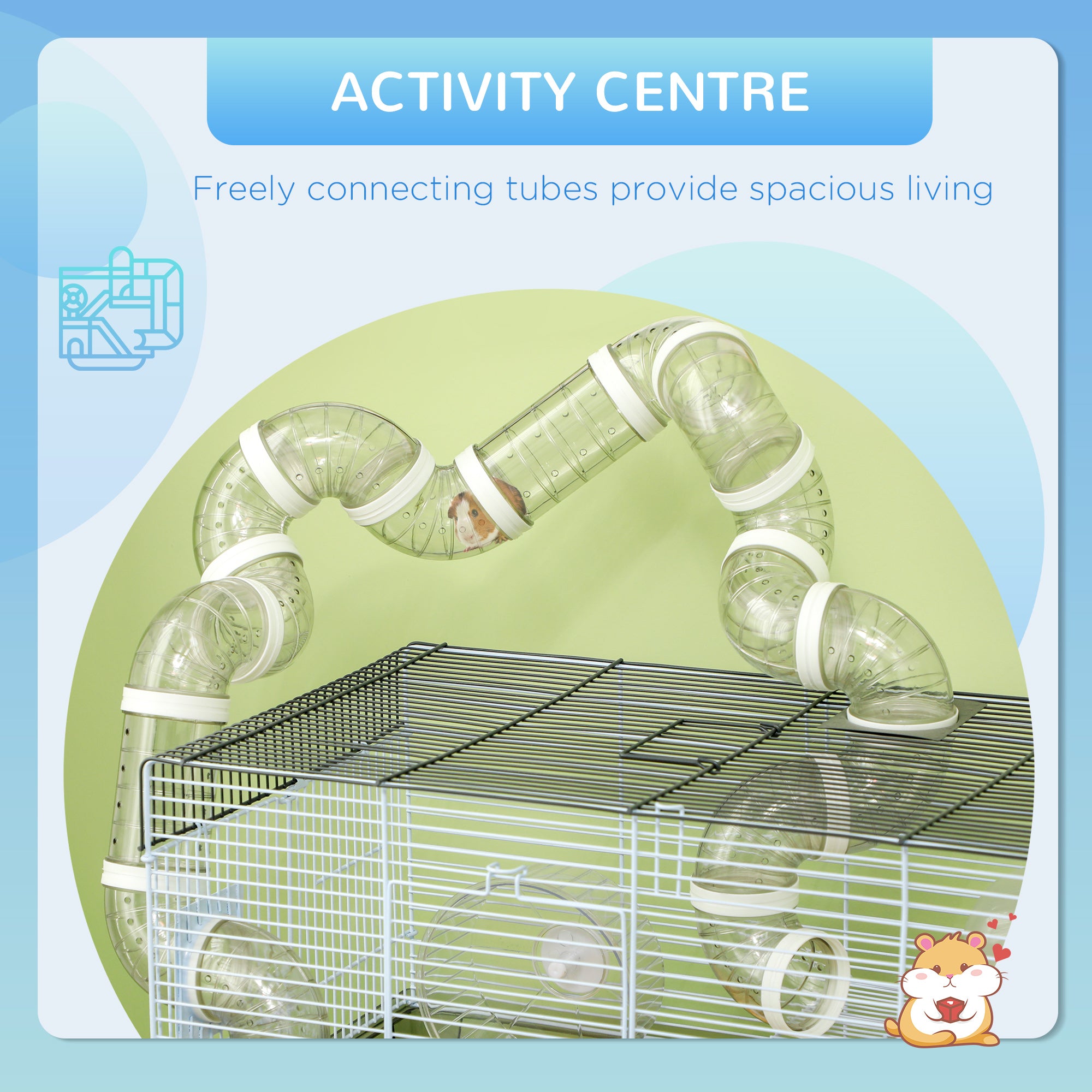 Premium Small Animal Cage with Tubes Wheel Bottle and Dish
