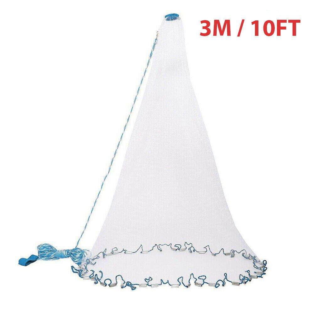Fishing Cast Net Easy Throw Strong Nylon Mesh Bait Net