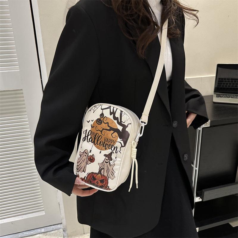 Halloween Graffiti Crossbody Phone Bag Pumpkin Ghost Bat Cartoon Mini Bag