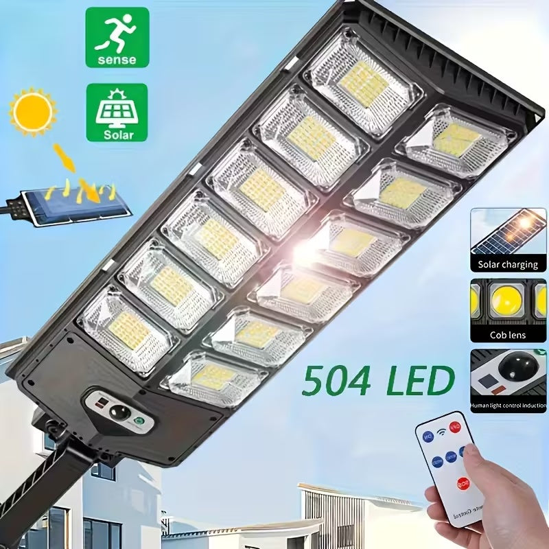 Ultra Bright 504 LED Solar Motion Sensor Street Light Remote